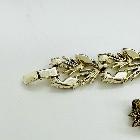 Vintage Topaz Rhinestone Bracelet & Earrings - Picture 11 of 16